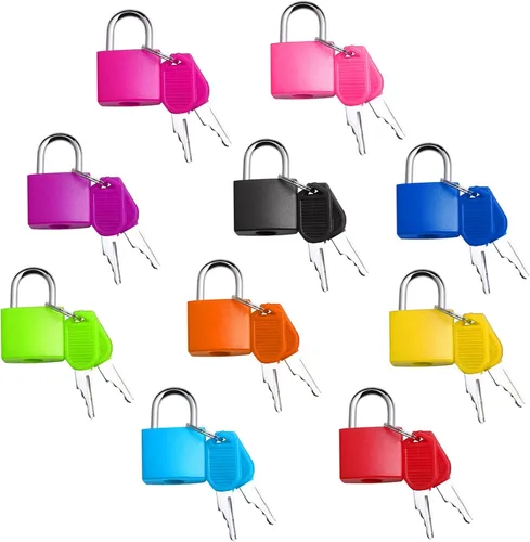 10 piezas de cerraduras de equipaje con llaves, cerraduras de casillero pequeñas, cerraduras de maleta, cerraduras metálicas con llave para gimnasio