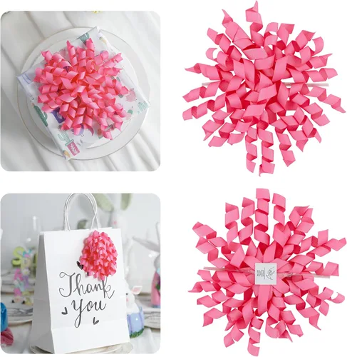 Miniatura 16 de AIMUDI Lazos Blancos de 4" Lazos Blancos Burst Lazos de Cinta Rizada Autoadhesivos para Envolver Regalos Cinta Grosgrain Lazos con Amarre Torcido