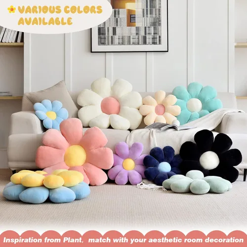 Miniatura 3 de Almohada en forma de flor, cojín de almohada de margaritas, almohada estética de margaritas, bonito cojín de asiento, almohadas decorativas de 1pcs