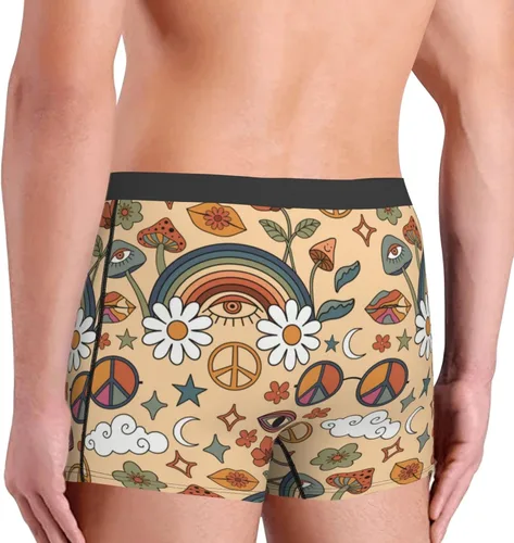 Miniatura 5 de Calzoncillos tipo bóxer con símbolo de paz, diseño de hongos arcoíris, hippie, para hombre, transpirables, cómodos