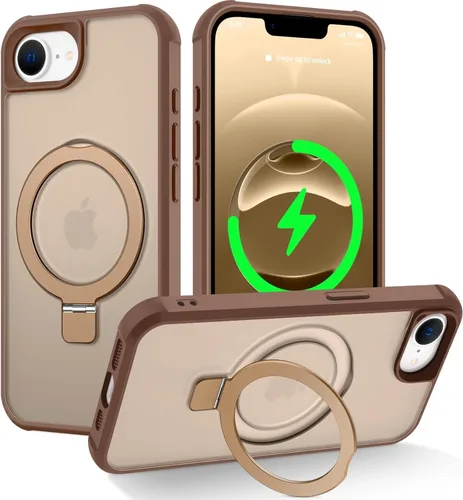 Miniatura 100 de CHAOFEnG Funda magnética compatible con iPhone 11 con soporte, prueba de caídas de grado militar, compatible con imán, anillo translúcido, parte