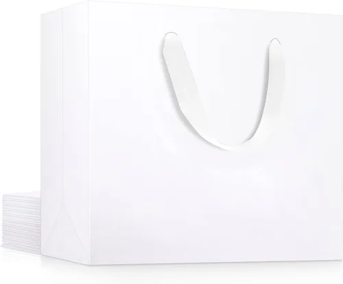 Miniatura 28 de EUSOAR Bolsas de papel de estraza para regalo, paquete de 12 bolsas de papel kraft de 10.6 x 3.1 x 8.3 pulgadas con asas, bolsas resistentes