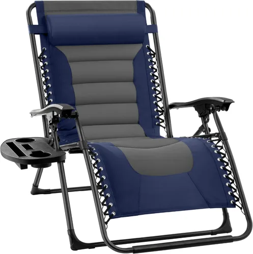 Best Choice Products Silla acolchada de gravedad cero de gran tamaño, reclinable plegable para patio al aire libre, tumbona antigravedad XL para