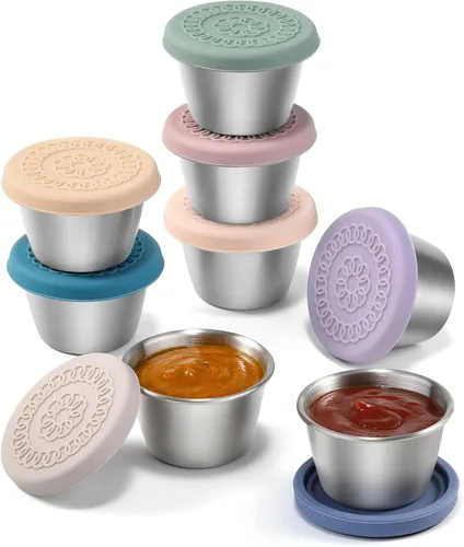 Miniatura 7 de VITEVER [Paquete de 6] Recipientes para Aderezo de Ensalada Para Llevar, 1.6 oz Recipientes Pequeños de Condimentos con Tapas, Tazas de Salsa
