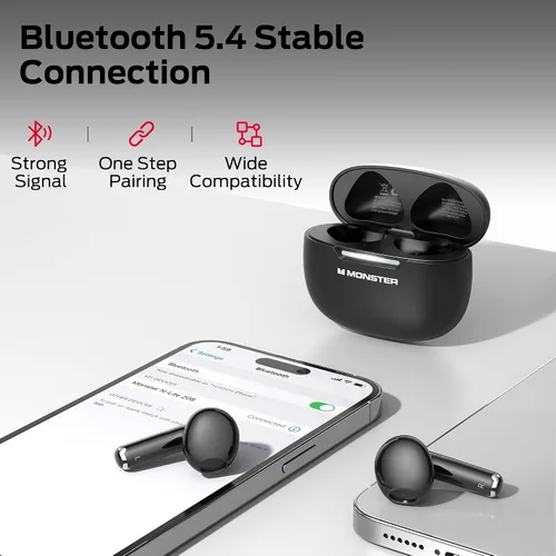 Miniatura 9 de Auriculares inalámbricos Monster N-Lite 208 Bluetooth 5.4 con micrófono integrado, control táctil, auriculares Bluetooth con 30 horas