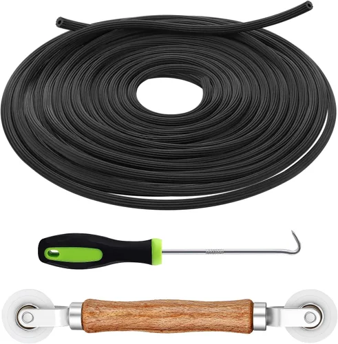 Kit de reparación de pantalla: herramientas de pantalla 3 en 1 incluyendo rodillo, ranura de 0.14 pulgadas x 32.8 pies, gancho de extracción para