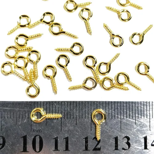 Miniatura 3 de 300 mini clavijas de ojo de tornillo, 10 ganchos de 0.197 in, tornillos autorroscantes para artes y manualidades, botellas con parte superior