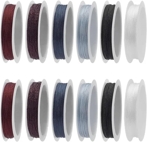 PH PandaHall Cuerda de cuentas de 131 yardas, 6 colores, hilo trenzado de 0.012 in, cordón de nudo chino, pulsera de cuerda de joyería para