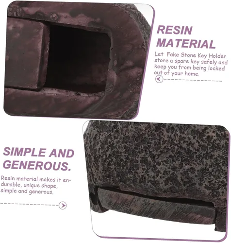 Miniatura 8 de POPETPOP Llavero de roca falsa para exteriores, discreta caja oculta para llaves de repuesto, diseño resistente a la intemperie, aspecto realista