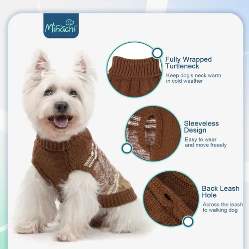 Miniatura 3 de Mihachi Suéteres para Perros Pequeños y Medianos Niña o Niño, Camisa Cálida y Suave para Perros, Abrigo para Perros para Clima Frío con Cuello
