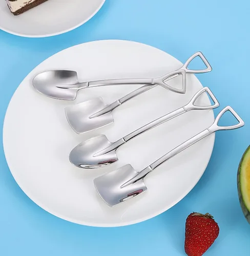Miniatura 2 de Juego de 4 cucharas de pala de postre de frutas, cucharas de acero inoxidable de 6 pulgadas para postre café, té, helado, pastel de frutas