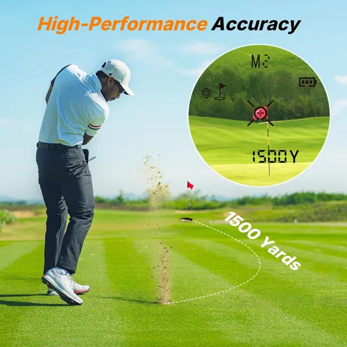 Miniatura 5 de WOSPORTS Golf Rangefinder with Slope, 1500-Yard Pin Lock Vibration Range Finder(Feet/Meters/Yards), 7X Magnification, Magnetic Mount, Rechargeable