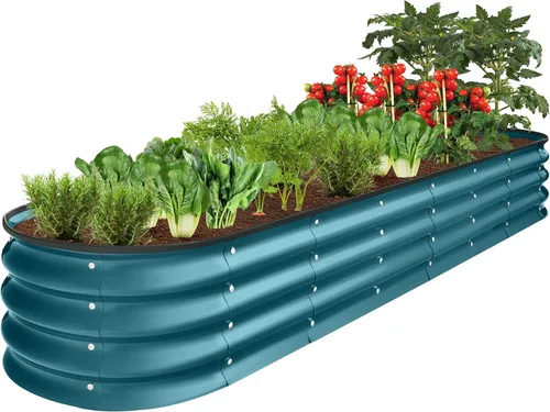 Miniatura 21 de Best Choice Products Cama de jardín elevada de metal para exteriores de 8 x 2 x 1 pies, maceta ovalada de raíces profundas para verduras, flores
