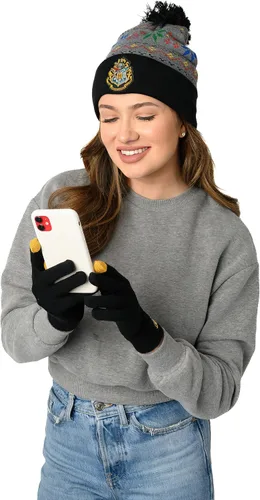 Miniatura 3 de Harry Potter Hogwarts - Gorro de punto y guante de texto, unisex, para hombre y mujer, Hogwarts
