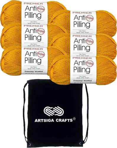 Miniatura 71 de Premier Yarns Everyday Anti-Pelusa Hilo Sólido Verde Pino DN100-8 (6-Madejas - Mismo Lote de Tinta) #4 Peso Estambre Acrílico para Tejer