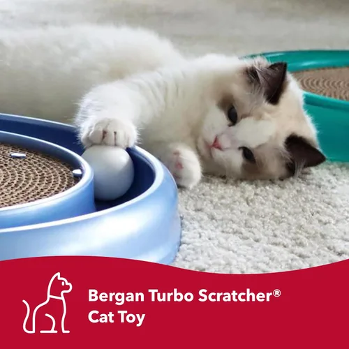 Miniatura 2 de Coastal Pet Turbo Scratcher Juguete para Gatos - Almohadilla Rascadora de Cartón para Gatos con Pista de Pelota de Juguete y Hierba Gatera