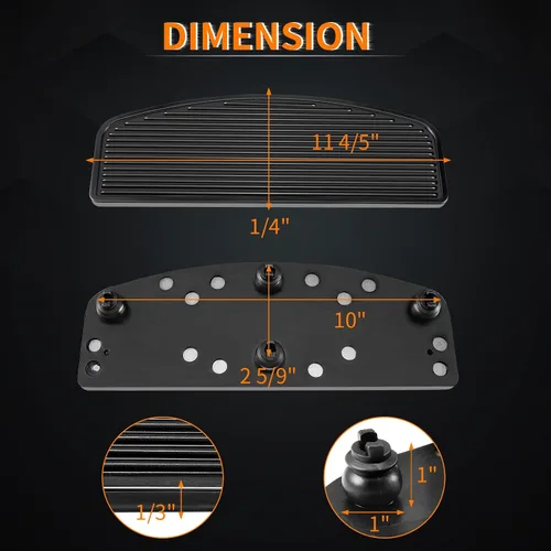Miniatura 4 de Estribo delantero de goma para motocicleta con inserto para conductor/piloto, plataforma ancha para los pies, clavijas para los pies, pedales