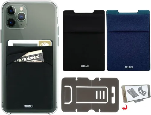 Miniatura 18 de Cartera para tarjetas de teléfono con bloqueo RFID, doble bolsillo seguro, ultradelgada, autoadhesiva, funda para tarjetas de crédito, calcomanía