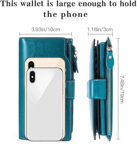 Miniatura 5 de SENDEFN - Cartera de cuero para mujer, portatarjetas con bloqueo RFID, monedero para mujer con cierre