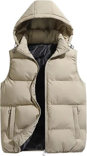 Miniatura 2 de WENKOMG1 Chaleco acolchado de invierno para hombre, ligero, plegable, con cremallera, sin mangas, resistente al agua