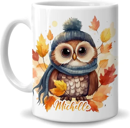 Miniatura 22 de Hyturtle Taza de café personalizada de lobo de otoño, regalos de cumpleaños para los amantes del lobo, regalos de decoración de otoño para casa