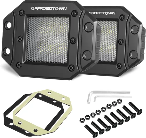 Miniatura 10 de Cápsulas LED de montaje empotrado, OFFROADTOWN de 5" y 12,000 lm, luz LED CREE para conducción, luz de respaldo y reversa, barra de luz empotrada