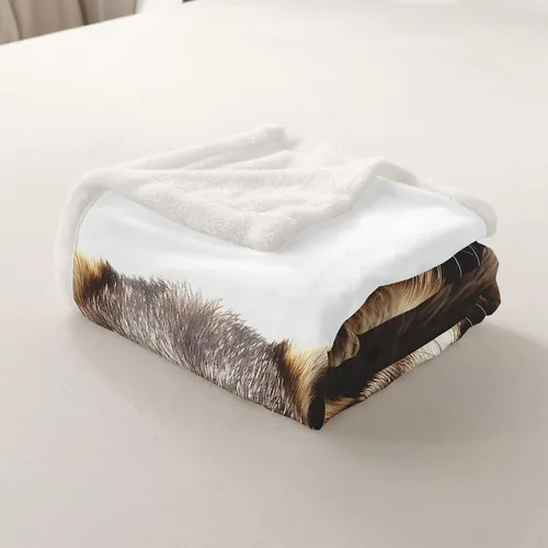 Miniatura 5 de Manta de vellón de felpa con bonito patrón de animales para niños y niñas, manta sherpa con estampado de mapache 3D, manta suave y mullida