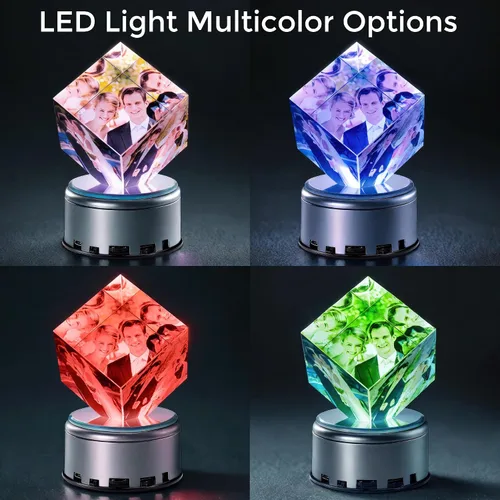 Miniatura 5 de Marco de Fotos de Color Personalizado como Regalo, Marcos de Fotos Personalizados, Regalos Personalizados de Fotos de Cristal 3D de Parejas con Luz