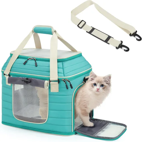 Miniatura 8 de Transportador expandible para perros y gatos: transportador de mascotas de lados suaves aprobado por aerolíneas, grande, pequeño, mediano, plegable