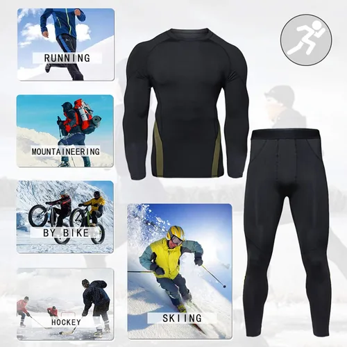 Miniatura 6 de JoofEric Conjunto de ropa interior térmica para hombre, forro polar, parte superior e inferior, ropa interior cálida y larga, trajes deportivos