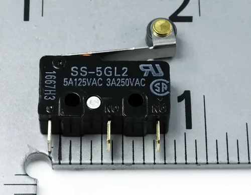 Miniatura 3 de Omron SS5GL2 Microswitch 125 VAC, interruptor de límite de micro 5A, rodillo de bisagra, acción momentánea a presión (paquete de 5)