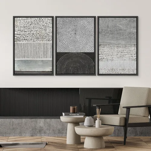 Miniatura 139 de SIGNWIN Lienzo enmarcado para pared, arte con pinceladas de flujo neutro en tonos beige abstractos, ilustraciones, arte moderno, decorativo