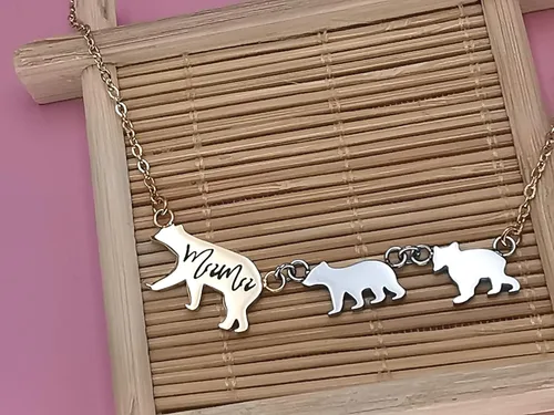 Miniatura 5 de Sweet Family - Collar con colgante para mamá y oso bebé, regalo para ella, mamá, madre, regalo para ella, Acero inoxidable, no conocido