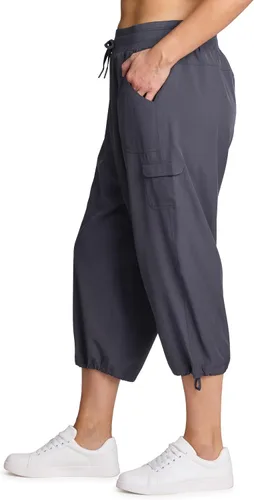 Miniatura 4 de RBX Active - Pantalón capri para mujer, talla grande, ligero, tejido, con cordón, estilo cargo