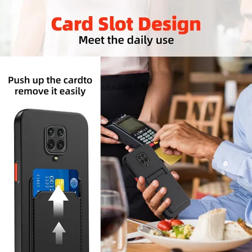 Miniatura 8 de Funda para Redmi Note 9 Pro, Redmi Note 9s con ranura para tarjetas de crédito, TPU suave TPU silicona resistente a los arañazos delgada ranura