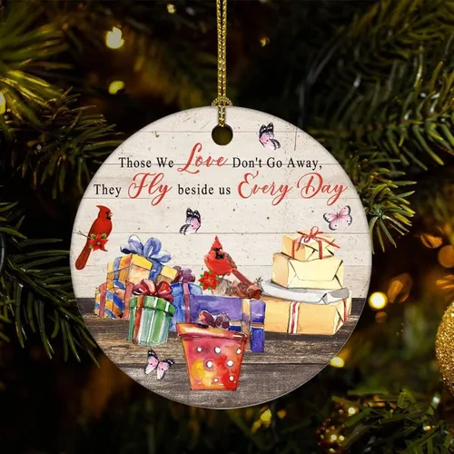 Adornos de recuerdo de Navidad con texto en inglés «Those We Love Don't Go Away», adornos de cerámica para colgar en el árbol de Navidad,