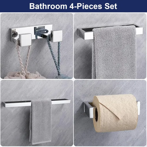 Miniatura 3 de Lairuier juego de barras para toallas de baño, juego de 4 piezas de cromo pulido incluyendo barra para toallas, soporte para toallas, soporte