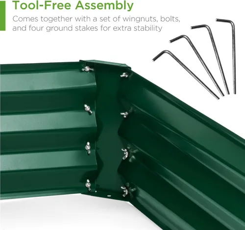 Miniatura 2 de Best Choice Products Caja de jardinera elevada de metal para exteriores de 6x3x1 pies para vegetales, flores, hierbas y suculentas - Verde oscuro