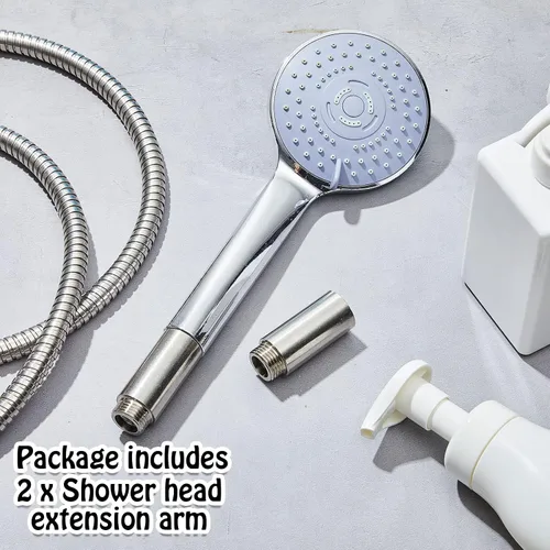 Miniatura 3 de Amylove 2 piezas Brazo extensor de cabezal de ducha de acero inoxidable Extensión de tubo de ducha de 1/2pt macho a 1/2pt hembra Rosca de tubo 2 inch