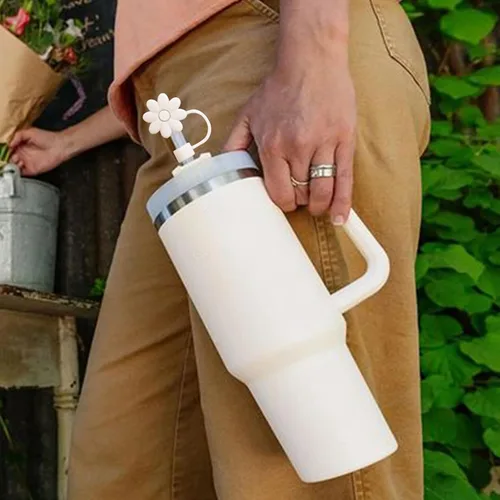 Miniatura 3 de 6 fundas de silicona para popotes Stanley Cups de 30 y 40 onzas, tapas de paja de flores a prueba de polvo, protectores reutilizables para popotes