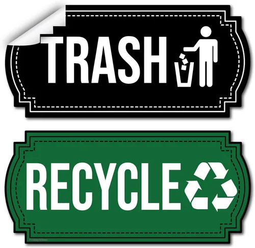 Miniatura 9 de Calcomanías de reciclaje y basura para botes de basura de cocina y contenedores de reciclaje, combo de calcomanías de basura y reciclaje para Plata