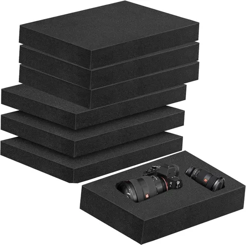 Miniatura 8 de 3 piezas de insertos de espuma de 16 x 12 x 2 pulgadas para estuches, espuma de poliuretano, hojas de espuma negra para embalaje, acolchado de 2