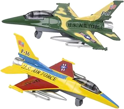 Miniatura 8 de ArtCreativity Jets F-16 fundidos a presión con mecanismo de retroceso, juego de 2, 7.5 pulgadas de metal fundido a presión para niños, decoraciones