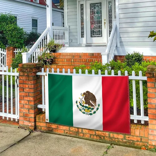 Miniatura 5 de Bandera mexicana de 3 x 5 pies para exteriores, tela Oxford 210D resistente, bandera de México Bandera de México bordada de águila, serpiente