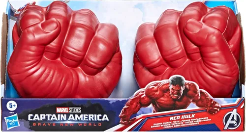 Marvel Vengadores Capitán América: Nuevo Mundo Valiente Puños Gamma de Hulk Rojo, Juguete de Espuma Blanda para Juegos de Rol, Juguetes de