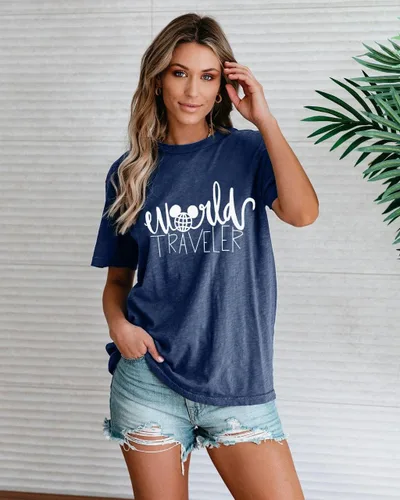 Miniatura 3 de SUPEYA Camiseta de viaje mundial para mujer, bonita camiseta gráfica de tierra, casual, de viaje, para vacaciones, manga corta