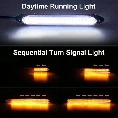 Miniatura 2 de Luces LED exteriores para automóvil, 2 piezas de tira de luz diurna flexible impermeable, faro de automóvil secuencial, señal de giro secuencial