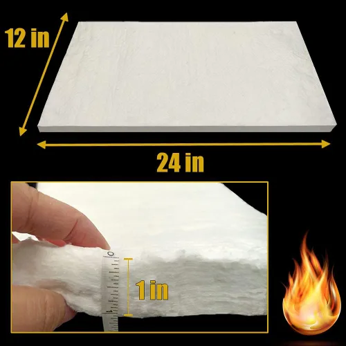 Miniatura 2 de Manta deflectora de fibra cerámica de 24" x 12" x 1" (gruesa) aislante ignífuga clasificada hasta 2400°F, resistencia a altas temperaturas