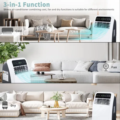Miniatura 3 de Shinco 8,000 BTU - Aire acondicionado portátil, unidad de AC portátil con función de enfriamiento incorporada, modos de deshumidificador y Sistema