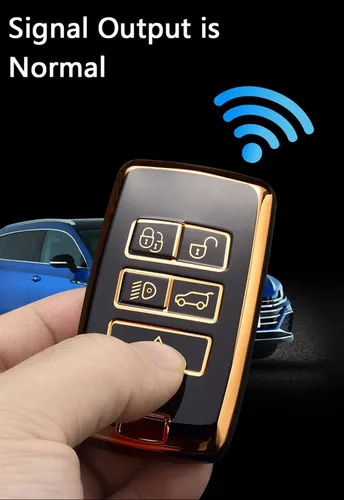 Miniatura 5 de SANRILY Funda para llavero de TPU con borde dorado para Land Range Rover Discovery Rover Sport 2018 2019 y Jaguar XF 2021, accesorios para llaves